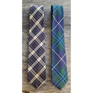 Lot Of 2 Wool  Plaid/Tartan Mens Ties Pendleton And Douglas Made In Scotland
